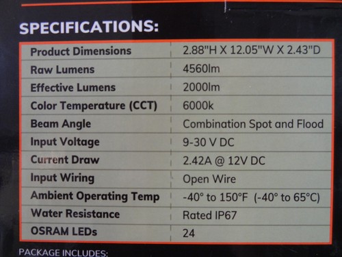 New Sylvania Rugged 10" LED Light Bar, 3600 Lumens, Super Wide Flood - Picture 7 of 14