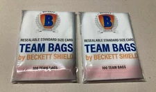 Lot of 200 Resealable Team Set Bags Beckett Shield Brand-Holds Top Loaders