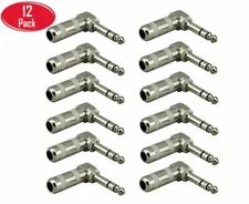 12 Pack 1/4" Right Angle TRS Stereo Audio Cable Plugs 6.35mm Connector Adapter