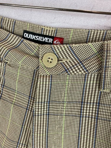 Pantalones Cortos Quiksilver Algodón a Cuadros Talla 32 Para Hombre Beige Informal (A05) - Imagen 3 de 7