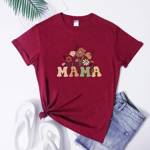 Retro Floral Mama T-Shirt Cute Mother's Day Gift, Color Options - 第 9/122 張圖片