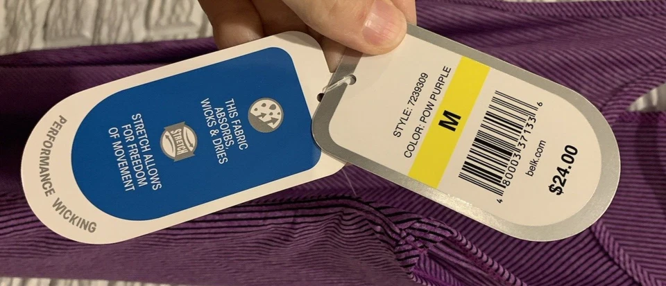 Camiseta sin mangas mediana para mujer Be Inspired púrpura (rayas negras) espalda deportiva, ¡nueva! Foto 4 de 4