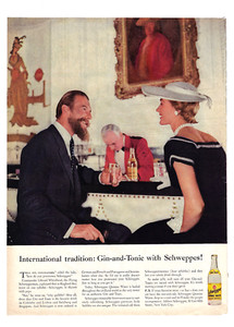 Schweppes Tonic Water Ad Vintage 1950s Quinine Bar Decor Wall Art Original 1956