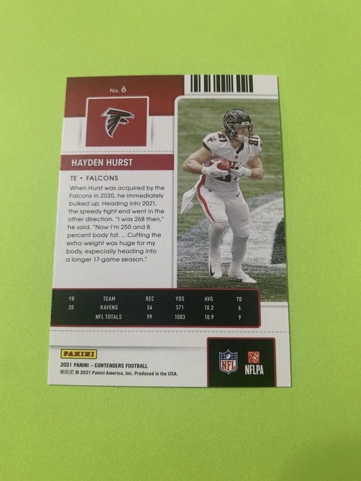 Panini Contenders Season Ticket Optic 2021 Hayden Hurst #6 New Out Of Box - Image 2 of 2