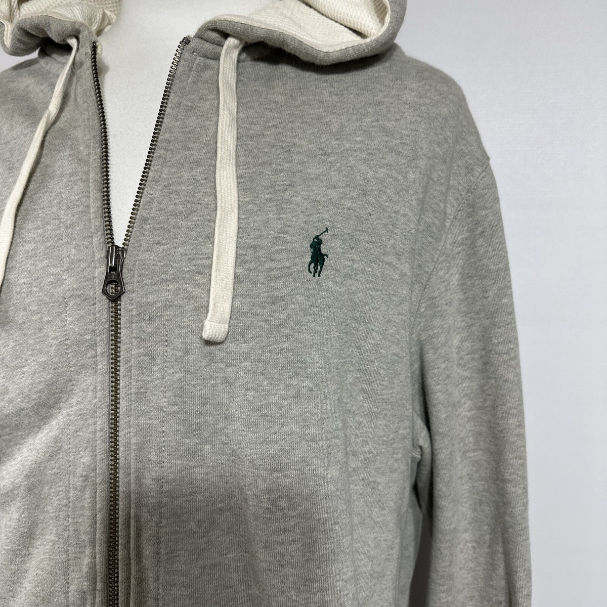 Polo Ralph Lauren Hoodie Mens 2XL Gray Zip Up Waffle Hood