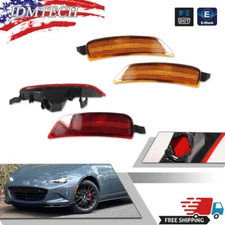 4PCS Amber & Red Bumper Side Marker Lights Covers For 2016-2022 Mazda MX-5 Miata