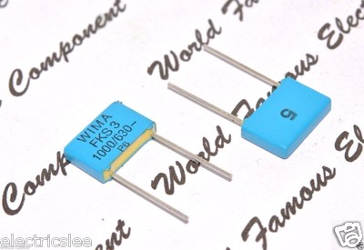 10pcs WIMA FKP2 1000pF (1nF) 630V 2.5% Film Capacitor - Pitch 5mm, German Made