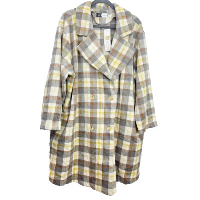 Piper & Scoot Plaid Coat Yellow Gray Size 3XL NWT