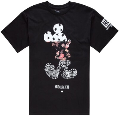 Neff  Mens Mickey Mouse Swag Disney Colab T-Shirt Casual Tee Black Medium New