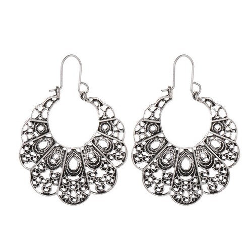 Women Lady Retro Boho Round Ear Hook Hollow Pendant Drop Dangle Jewelry Earrings - Picture 19 of 30
