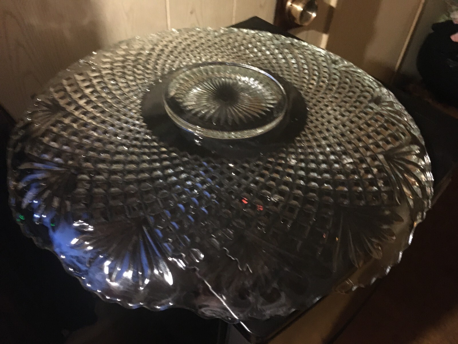 LE Smith Glass Pineapple Diamond Fan Punch Bowl Underplate eBay