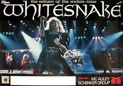 WHITESNAKE rares Konzertplakat von 1987 gerollt