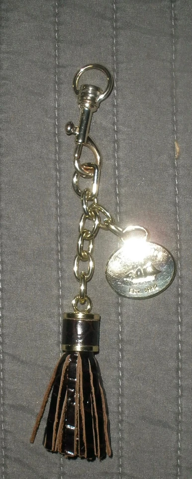 Brahmin Graphite Tassel Ring Charm Melbourne Croc Embossed Leather - Image 4 of 4