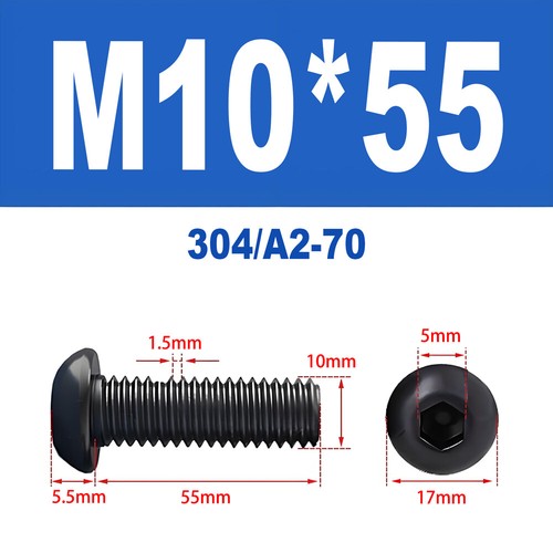 Schwarze Innensechskant Linsenkopfschrauben A2 V2A Edelstahl ISO 7380 M2 - M10 - Bild 115 von 121