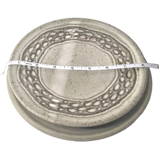 Ken Williams Studio Art Pottery Swirl Drip Glaze 8" Dinner Plates Signed (2)