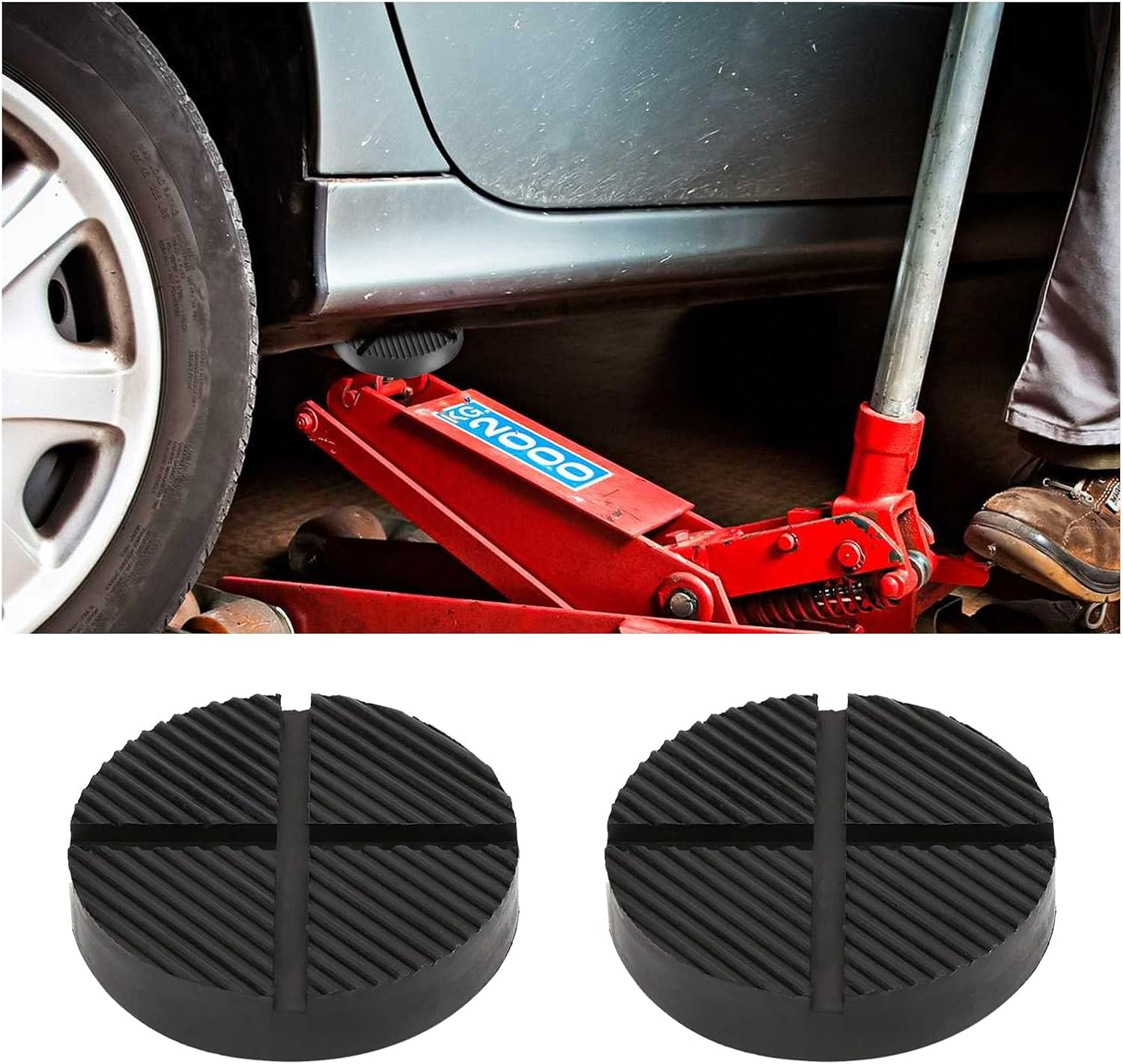 Floor Jack Rubber Pad, Universal Thickened Rubber Clamp Welding Jack Adapter, Pi