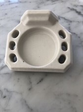 Vintage White Porcelain Toothbrush Holder Wall Mount NOS 4-3/4  Wide By 4  Deep