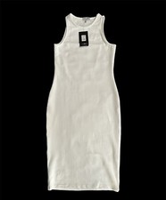 Fashion Nova Women Ribbed Tank White Sleeveless Midi Summer Dress BNWT