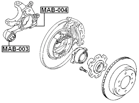 MAB-003 Febest REAR KNUCKLE BUSHING 3770A016, 3770A015, MR418066 
