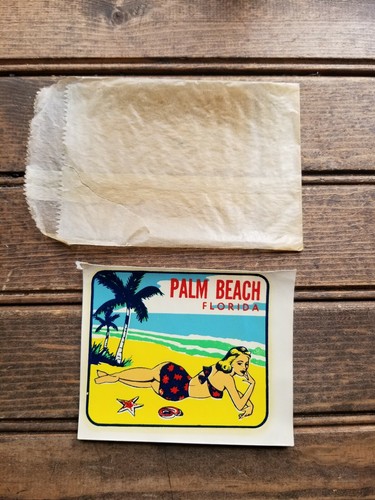 VINTAGE ORIGINAL TRAVEL DECAL PALM BEACH FLORIDA LUGGAGE - Picture 6 of 7