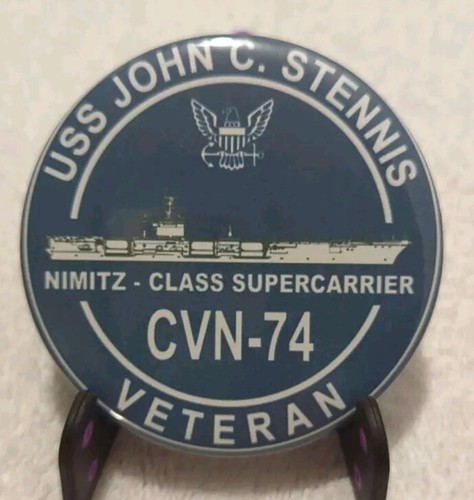 3" Button Badge Pin ~ USS John C Stennis CVN-74 VETERAN ~ Button Pin Badge ~ NEW