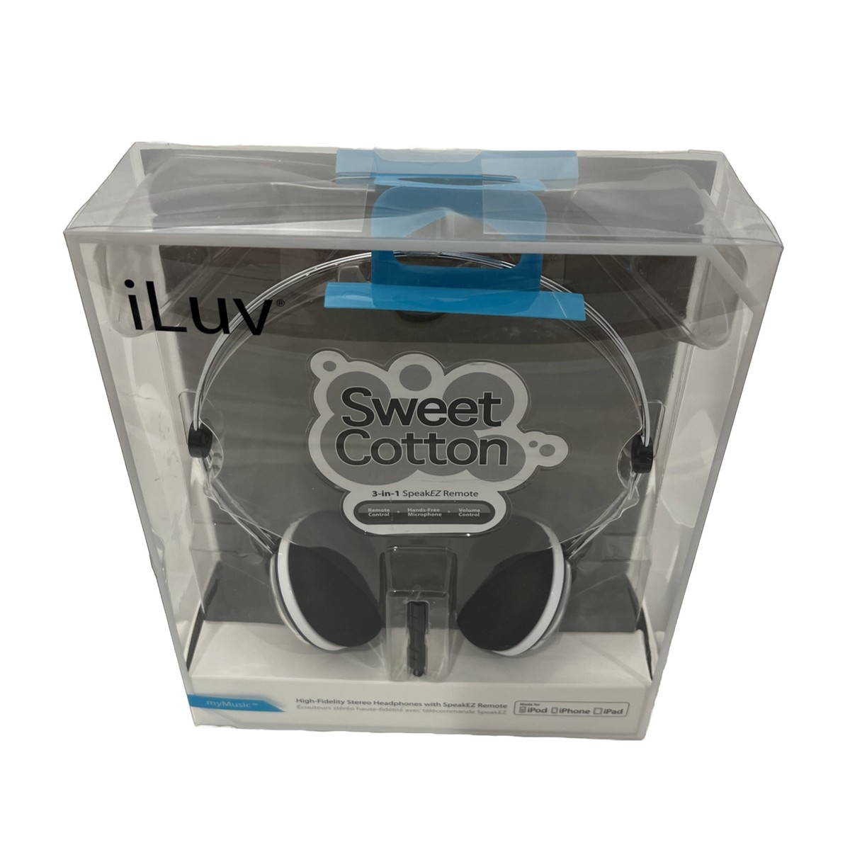 iLuv Sweet Cotton 3 In 1 SpeakEZ Remote On-Ear Headphones Black