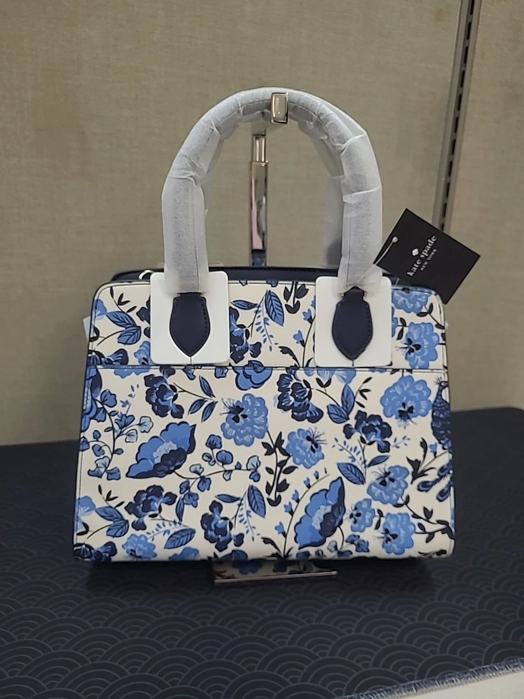 Nuova borsa media Kate Spade Madison pavone stampa floreale KH419
