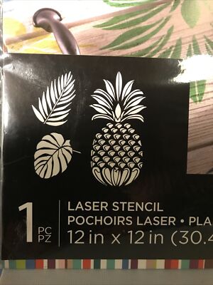 Art Minds NEW Adhesive Accent Stencil Pineapple tropical leaves 12x12 DIY Art