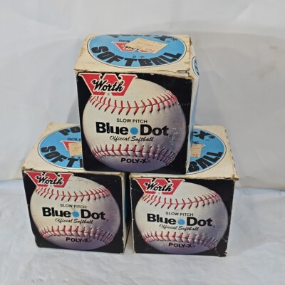 3 - Worth Blue Dot Official Softballs PX-2 ASA Poly-X Core Slow Pitch Red Stitch