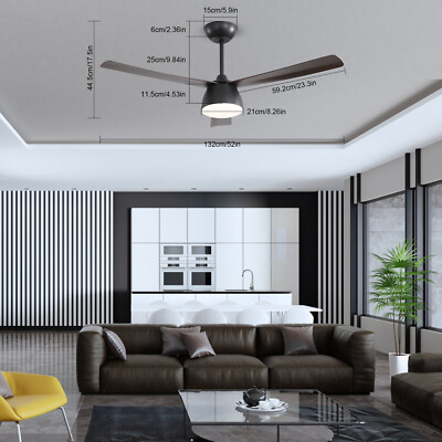 52'' LED Ceiling Fan Light w/ Remote Control 6 Speeds Settings Timing Option