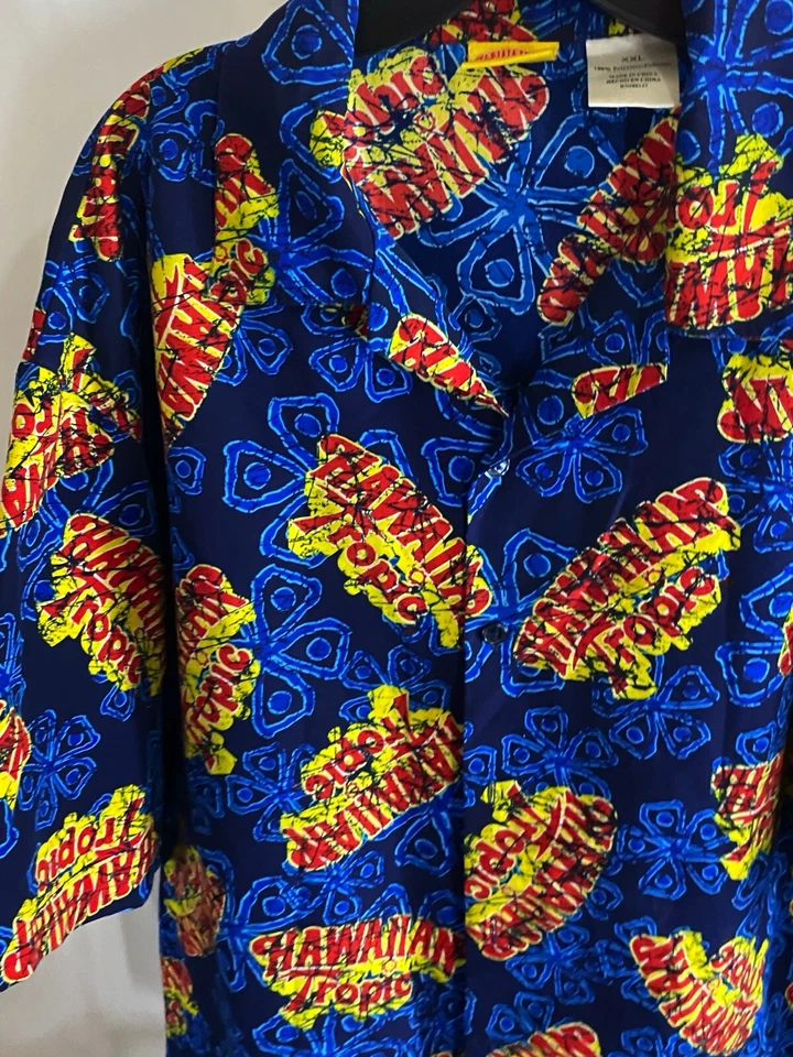 Hawaiian Tropic Poly Artwork SLEEVE BUTTON UP SHIRT 2XL XXL - Image 4 of 4