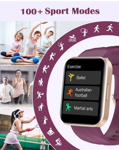 "Reloj inteligente RUIMEN para mujer/hombre para iOS y Android 1,8"" rastreador de actividad física, púrpura" - Imagen 3 de 11