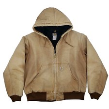 Vintage Carhartt J140 BRN Active Jacket Duck Hooded Lined Work Large Union USA