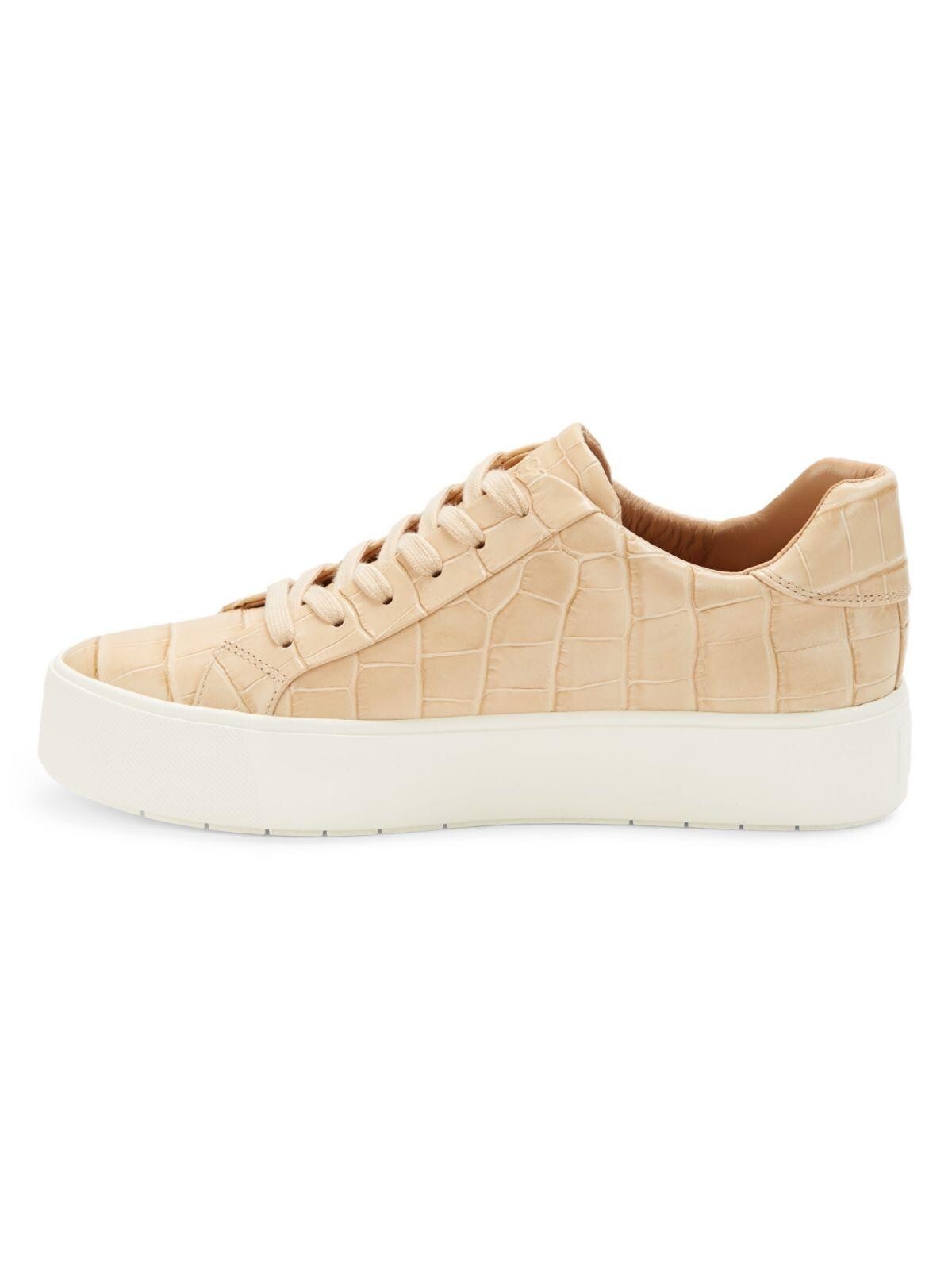 Vince. Women’s Cappuccino Embossed Croc Leather Low Top Shoes Sneakers Size 7.5