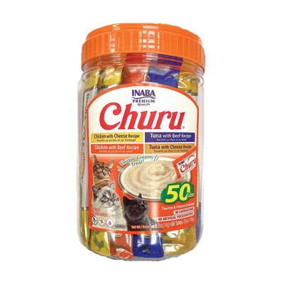 Inaba Churu Lickable Creamy Pure Cat Treats 0.5oz Pack of 50 High Moisture Lo...
