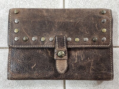 Patricia Nash Brown Italian Leather Wallet Clutch Purse Tri-Fold
