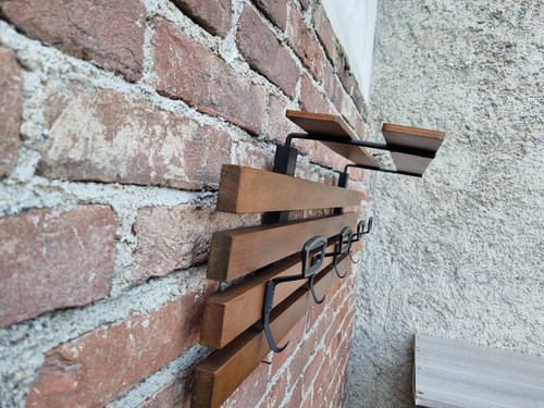 Attacca panni vintage stile scandinavo ANNI '70 LEGNO appendiabiti - Foto 6 di 20