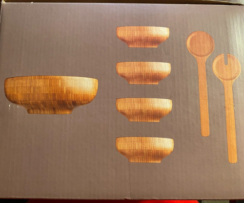 Bamboo Salad Bowls Set Of 7 - Picture 2 of 4