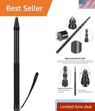 Ultra Long 3m Carbon Fiber Invisible Selfie Stick for Insta360 Cameras - Black