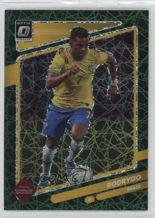 2021-22 Panini Donruss Road to Qatar Optic Green Velocity Prizm Rodrygo #24 0lz4