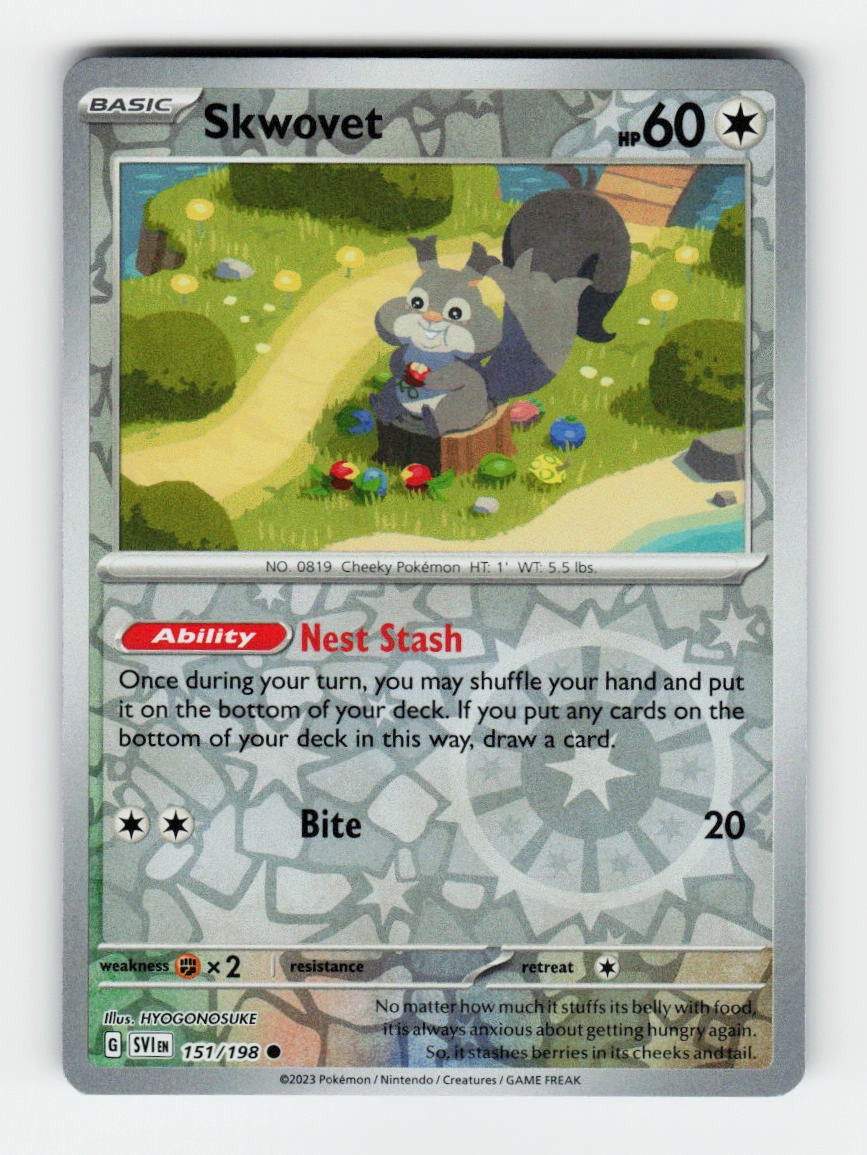 Skwovet Scarlet & Violet Base Set 151/198 Pokemon Common Reverse Holofoil NM