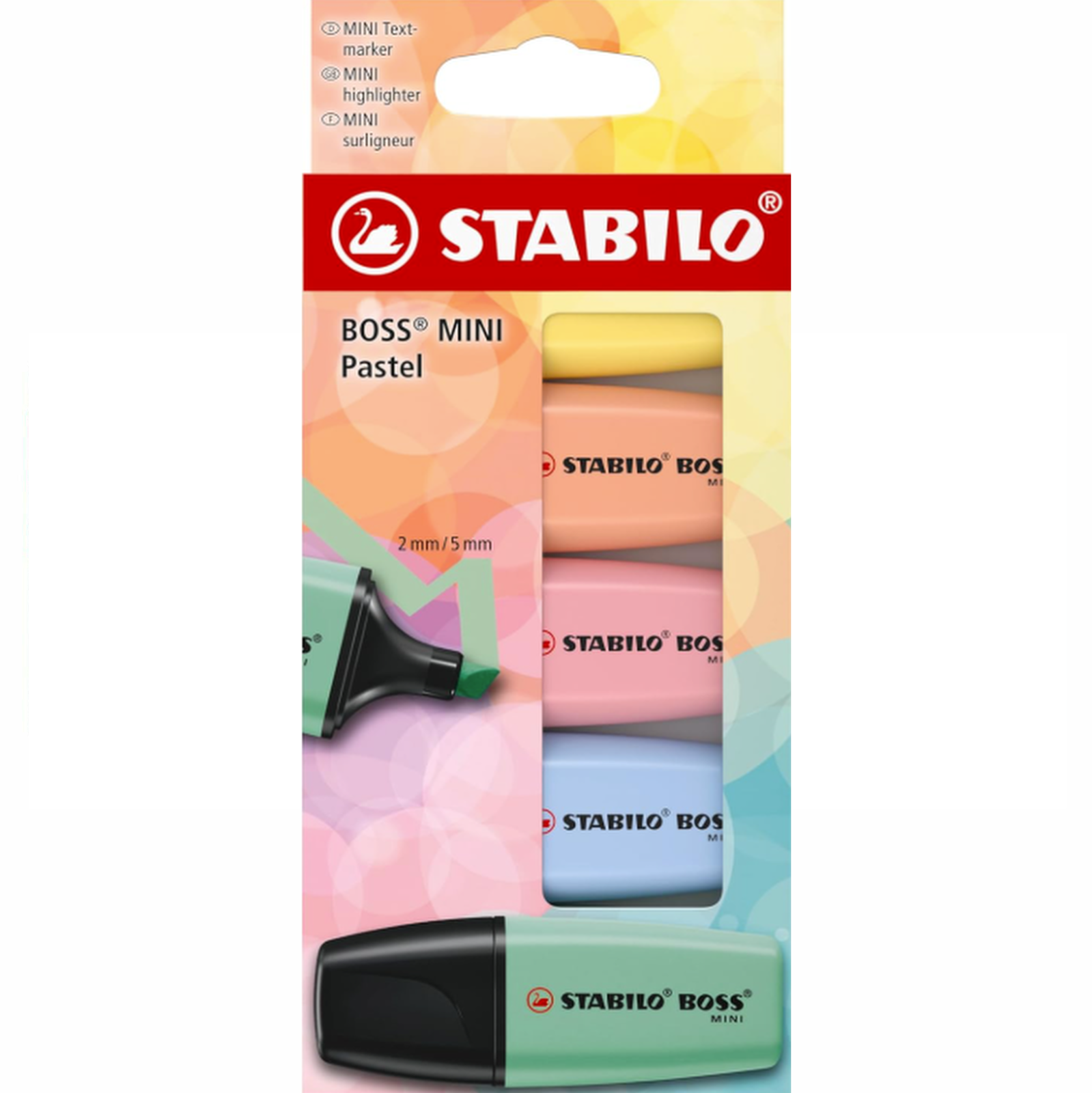 Highlighter STABILO BOSS MINI Pastel - Pack of 5 - Assorted Colours