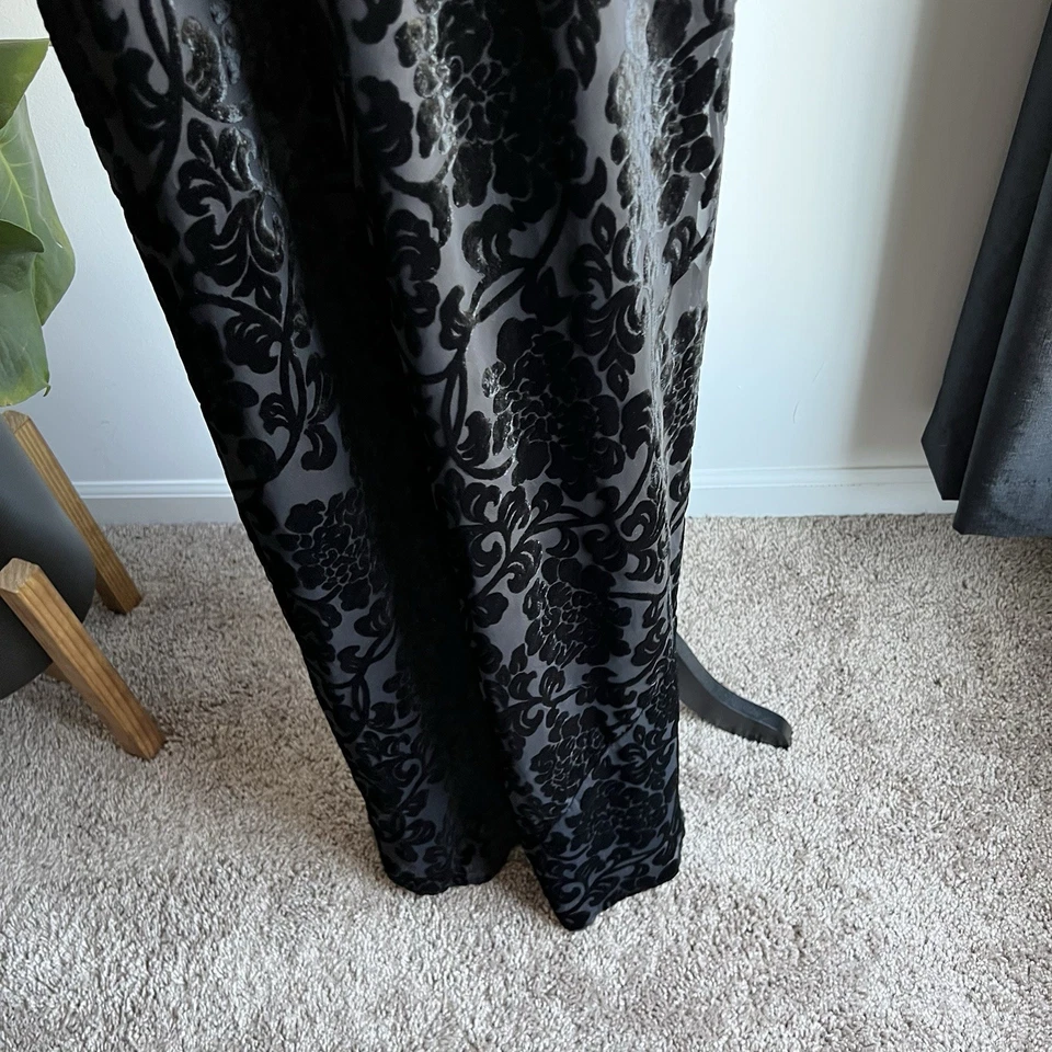 Vestido Hampton Nites Mujer 10 Negro Terciopelo Burnout Slip Maxi Y2k Años 90 Capricho Foto 4 de 4