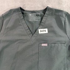 FIGS Catarina Scrub Top Womens Medium Charcoal Grey V-Neck One-Pocket FW1000