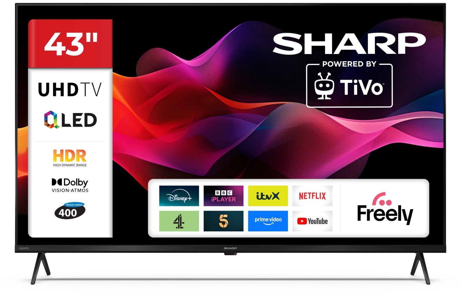 Sharp 43HM5145K 4k Ultra HD Frameless QLED Freely 43"" Smart TV - Black A