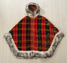Vintage 60s Women s Plaid Poncho Cape OSFA Mo...