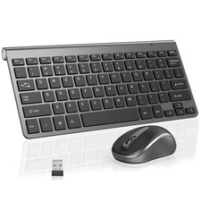 Compact Wireless Keyboard Mouse Combo, Mini Portable Travel Keyboard and Sile...