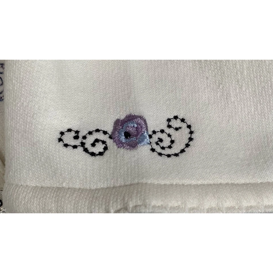 Cardigã de lã bordado preto creme vintage anos 90 tamanho XL - Imagem 4 de 4