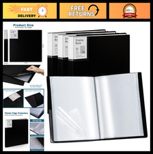 4 Pack Black Portfolio Folder with Plastic Sleeves, 30 Pockets, 60 Pages for Art