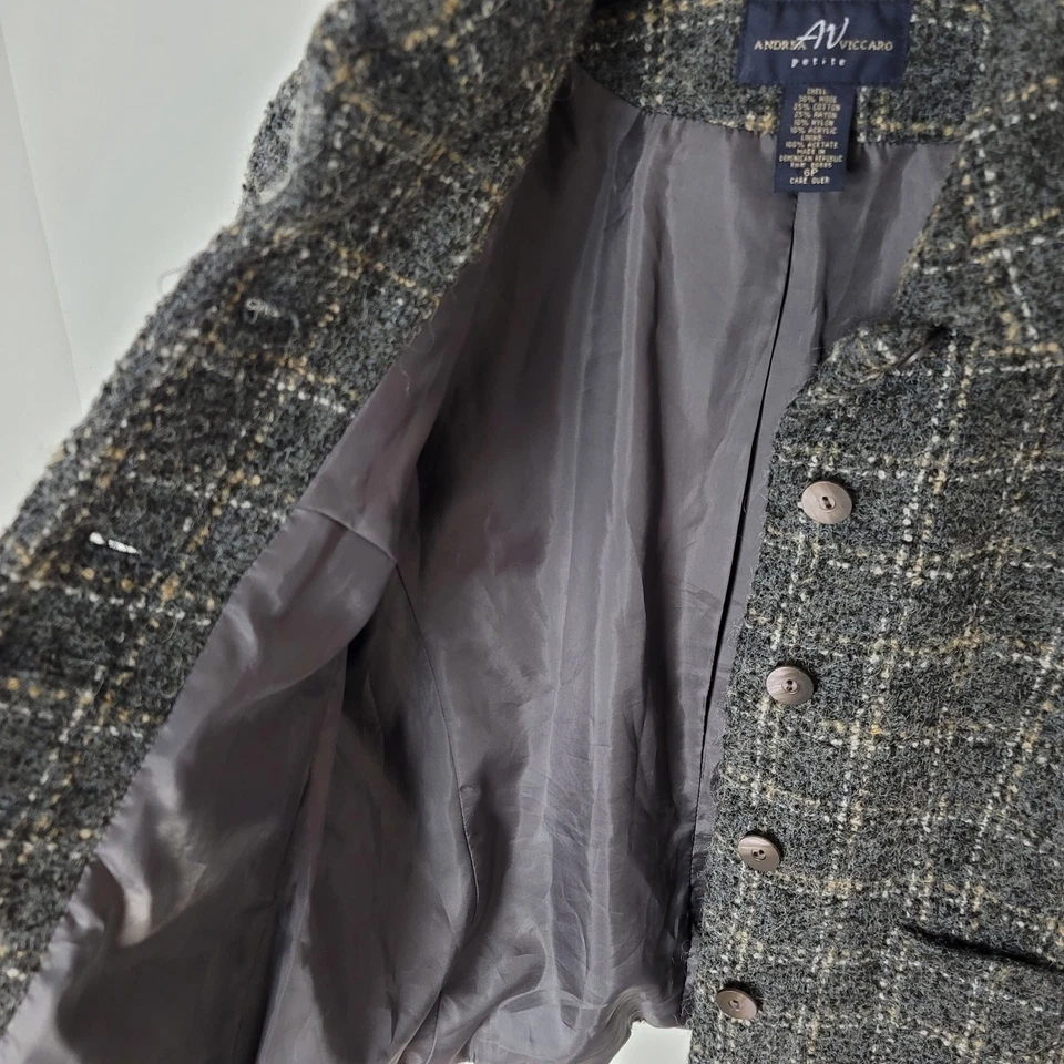 Блейзер Andrea Viccaro серый шерстяная смесь сетка на пуговицах размер 6 миниатюрный карьерный - Изображение 3 из 4